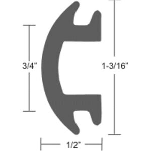 Flexible Vinyl Rub Rail Insert (fits 3/4" channel) - 1-3/16" H x 1/2" W