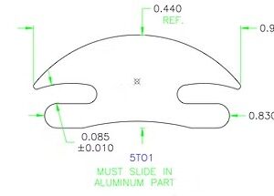 F8531 Flexible Balck Rub Rail Insert for Tracker Bass Boats