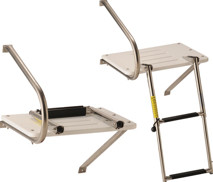 Garelick EEz-In Platform with 2-Step Telescoping Ladder for Outboard Motors
